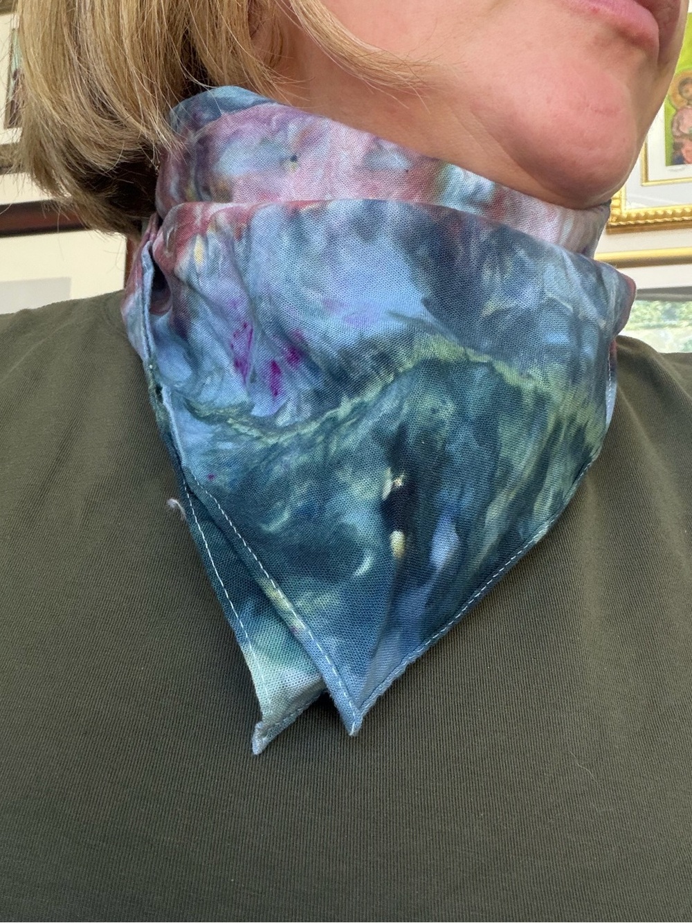 Hand Dyed Cotton Bandana Scarf - Lilly-  20x20